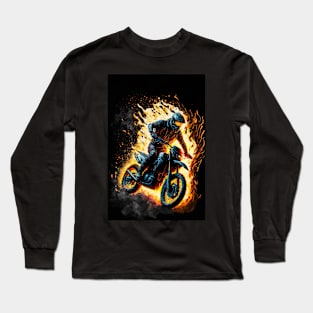 Dirt Bike With Flames Long Sleeve T-Shirt